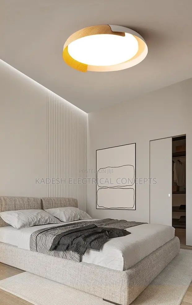 Nordic Creative Double Layer Ceiling Lamp (Iron/Wood Grain) - 1