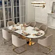 Luxury 6-Seater Marble Dining Table Set with Gold Stainless Steel Base - 2