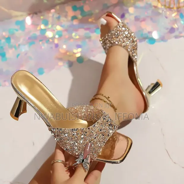 Rhinestone Slingback Heels Sandals - 1
