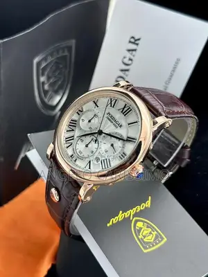 Poedagar Agogo Na Hannu Na Maza Na Chronograph Da Fatar Jikinsa