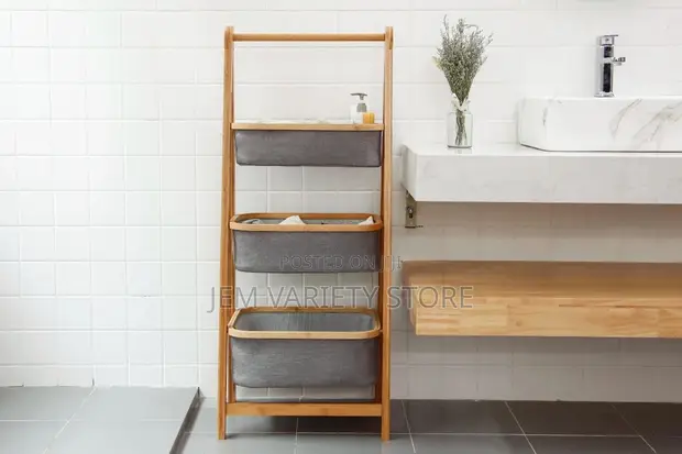 3-Tier Foldable Multipurpose Wooden Storage Rack - 1