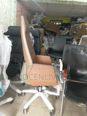 Executive High-Back Brown Leather Office Chair