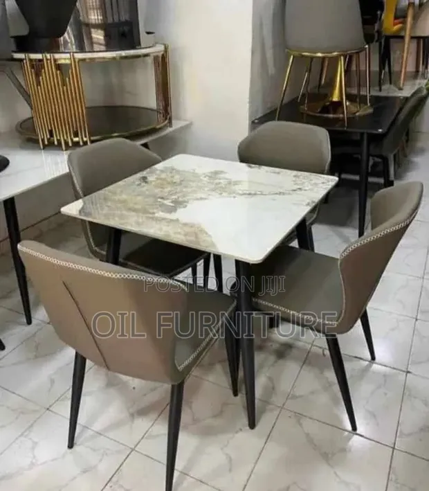 Modern 4-Seater Marble Top Dining Table Set - 1