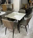 Modern 4-Seater Marble Top Dining Table Set - 2