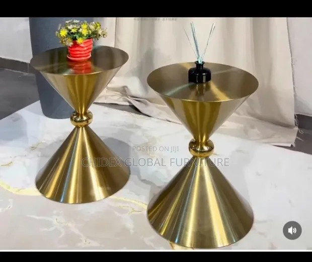 Golden Steel/Wood Side Tables - 1