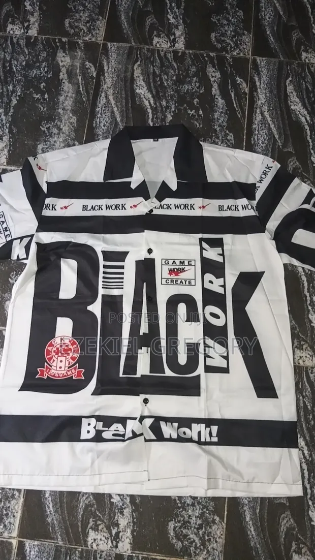 Black & White Printed Short Sleeve Shirt - 1