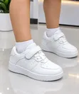 Kids Classic All-White Unisex Laced Low-Top Sneakers / School Shoes - 1