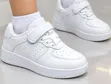 Kids Classic All-White Unisex Laced Low-Top Sneakers / School Shoes - 2