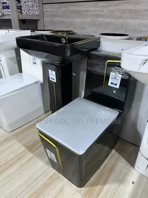 Executive Black Water Closet Set with Gold Line