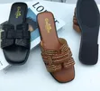Designer Inspired Rhinestone H-Cut Flat Slip-On Sandals - 2