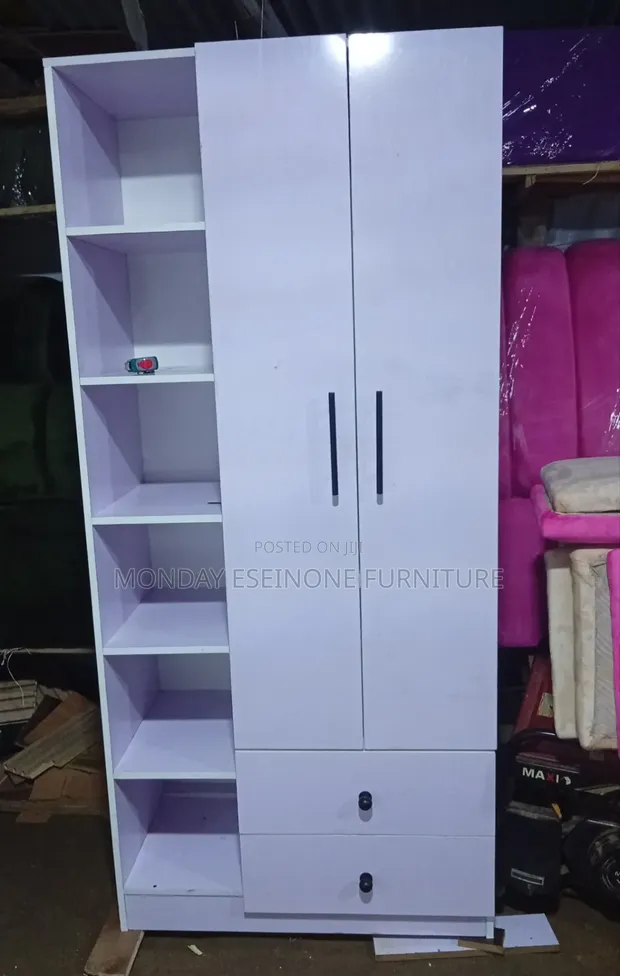 33"x72" Modern 2-Door Wardrobe with Shelves & Drawers - 1