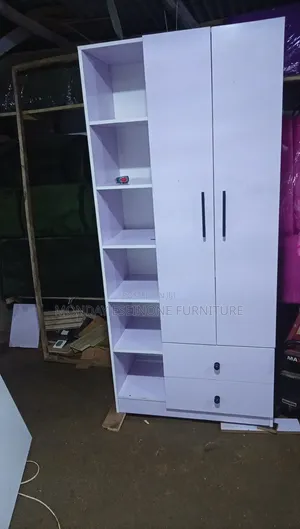 33"x72" Modern 2-Door Wardrobe with Shelves & Drawers
