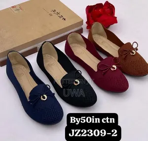 Women's Breathable Knit Flat Loafers with Bow Accent