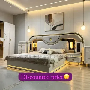 Imported High Gloss King Size Bed Frame with Wardrobe & Dressing Table