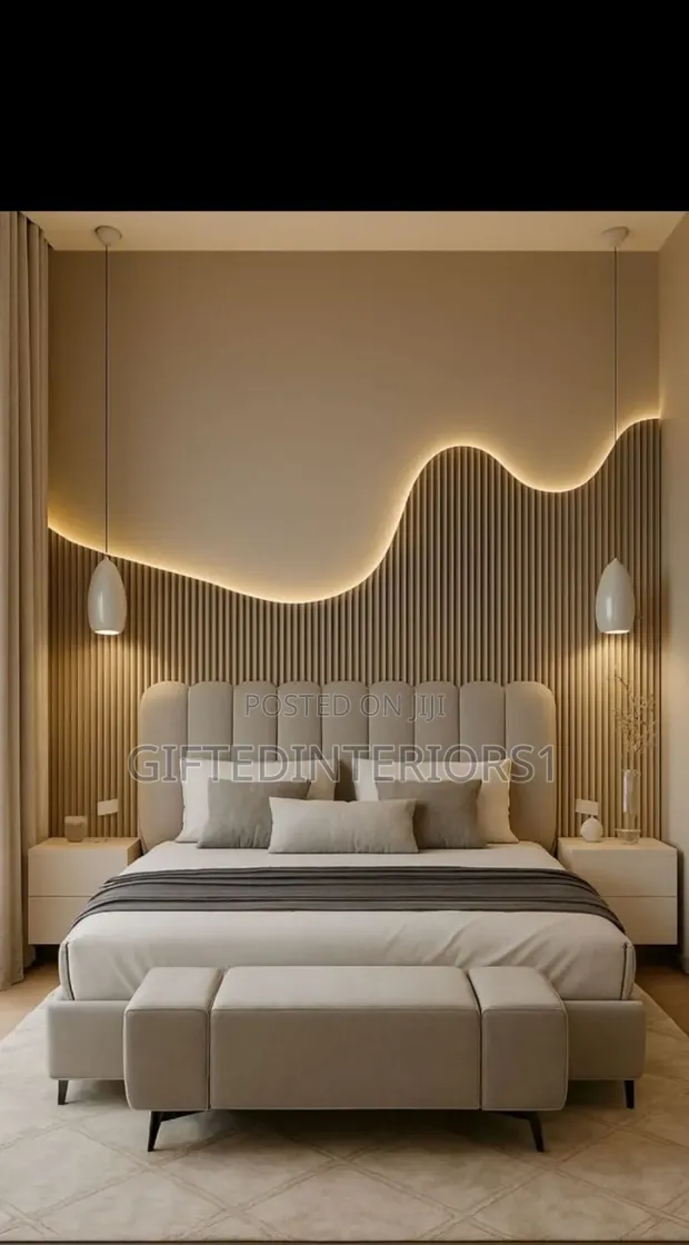 Home Interiors Bedframe tare da Zane na Bango & Haske - 1