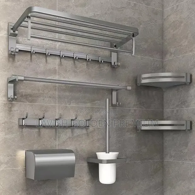 Gray Toilet Accessories Set - Brand New - 1