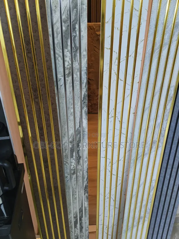 WPC Decorative Wall Panel - Gold Trim, Marble Effect - 1