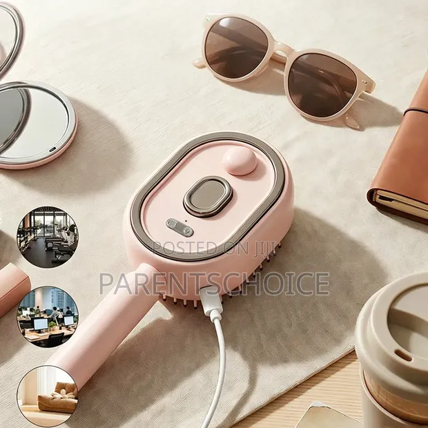 Electric Steam Hair Brush - Pink - 1
