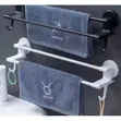 Self-Adhesive Double Towel Bar Rack with Hooks - 2
