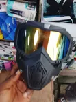 Black Motorcycle Riding Goggles with Face Mask - 2