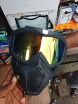 Black Motorcycle Riding Goggles with Face Mask - 3