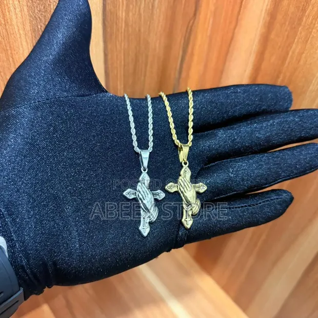 Stylish Stainless Steel Chain with Cross Pendant - 1