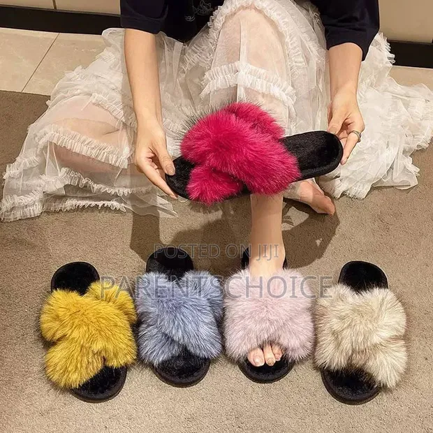 Faux Fur Slide Slippers Sandals - 1