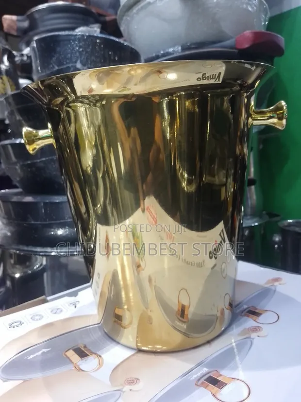 Quality Stainless Steel Gold Champagne/Wine Bucket - 1