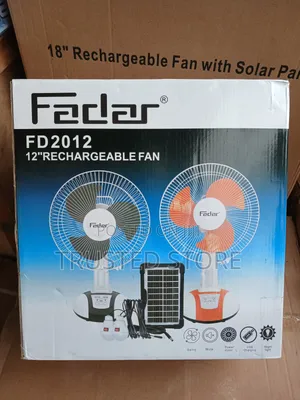 Fadar 12-Inch Rechargeable Solar Table Fan