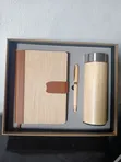 Bamboo Notepad, Pen & Temperature Flask Set (Wholesale) - 1