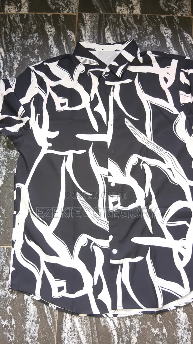 Black & White Printed Short Sleeve Shirt - 1