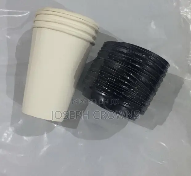 Kofin Kofi Farar 12oz Tare da Murfi Baƙi (50pcs) - 1