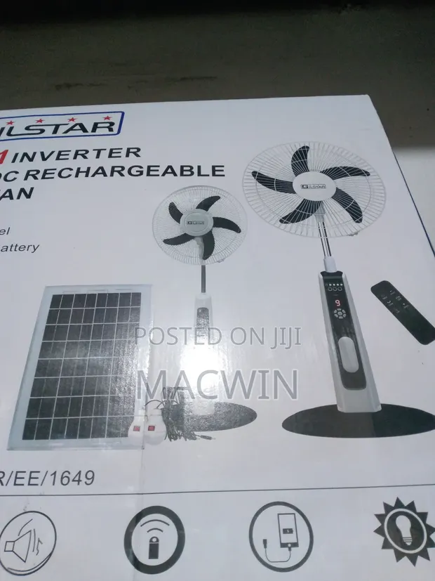 Brand New 4-in-1 Solar Rechargeable Fan - 1