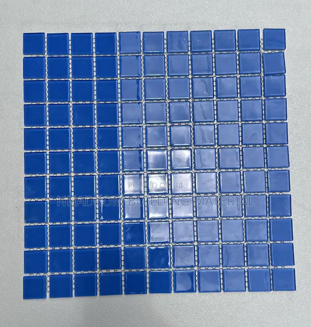 Mid Blue Glass Pool Mosaic Tiles - 1