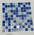 Three Blues Equal Mixture With White Glass Pool Mosaic - 1