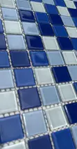 Three Blues Equal Mixture With White Glass Pool Mosaic - 2
