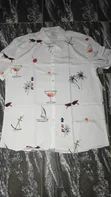 White Printed Short Sleeve Shirt - 1