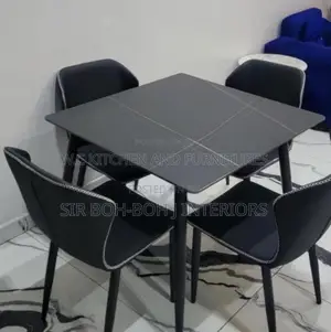 Elegant 4-Seater Modern Dark Grey Marble Dining Set