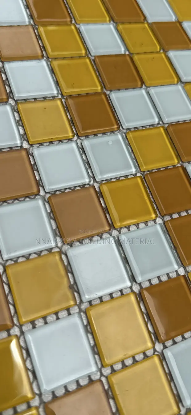 Yellow and White Glass Mosaic Tiles - 1
