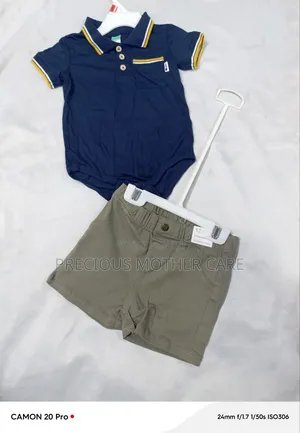 Baby Rompers & Chinos/Jeans Set (Newborn-18 Shekaru)