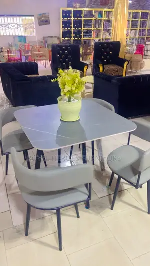 Four-Seater Dining Set with Marble Top Table