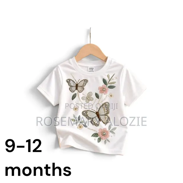 SHEIN Butterfly Floral Graphic Toddler Girl T-Shirt (9-12 Months) - 1