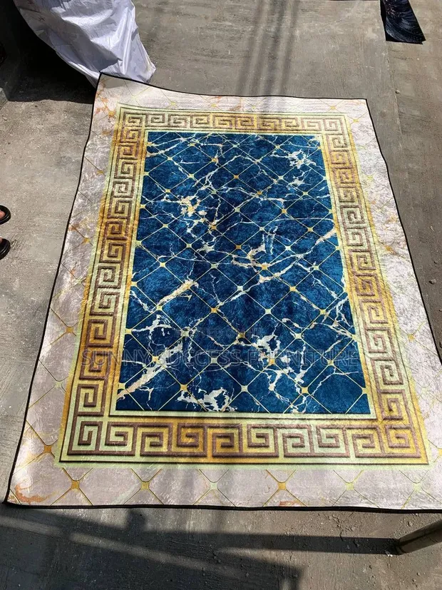 Luxury Black Gold Abstract Area Rug (5x7) - 1