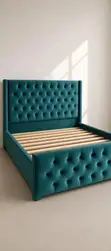 6x4 Luxury Chesterfield Velvet Bed Frame with Crystal Buttons - 1