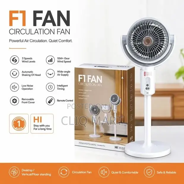 8-Inch Rechargeable Standing Fan with Remote Control - 1