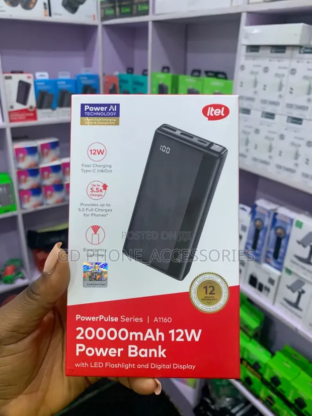 Original Itel 20000mAh 12W Fast Charging Power Bank (A1160) - 1