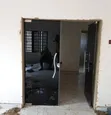 10mm Tempered Black Glass Ante Room Door with Silver Accessories - 2