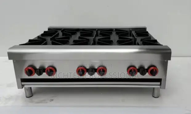 Commercial 6-Burner Gas Stove - Heavy Duty Countertop - 1