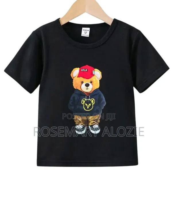 SHEIN Teddy Bear Graphic T-Shirt - Black (4 Years) - 1