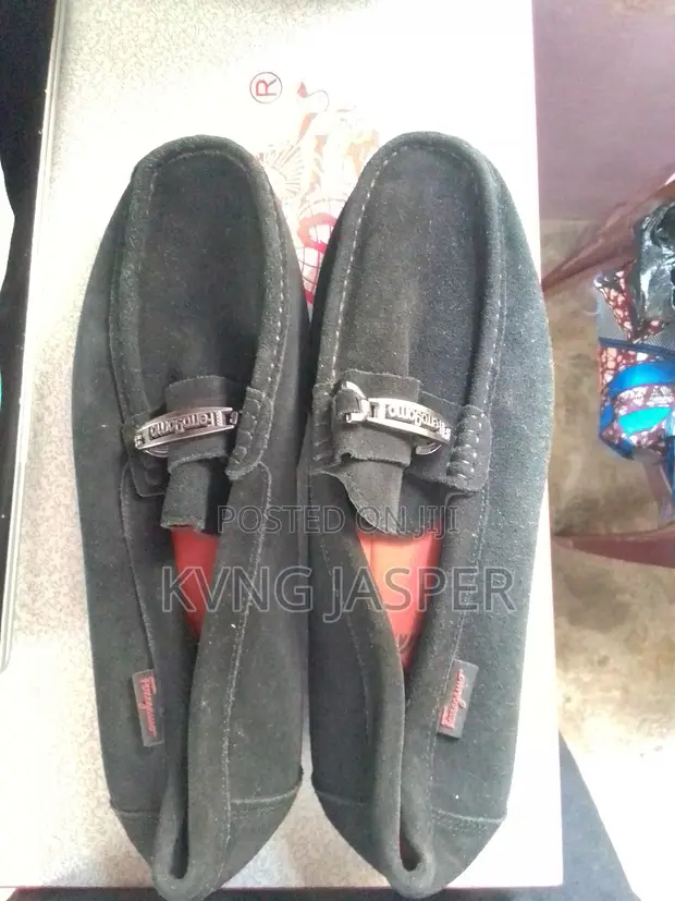 Ferragamo Suede Loafers - Black, Size 44 - 1